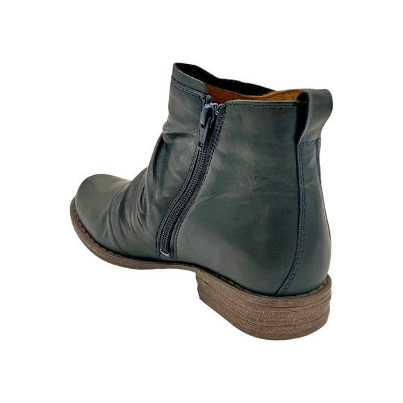Miz Mooz Women\'s Lili Ruched Leather Ankle Boots Ocean - Medium